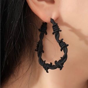 Barbed Wire Heart Shaped Earring Hoops